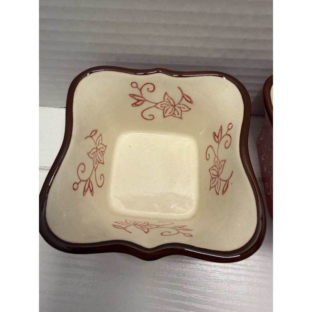 Temp-rations By Tara Floral Lace Red Set Of 3 Square Ramekin 6oz PPP-SQ-769731 - Picture 6 of 14